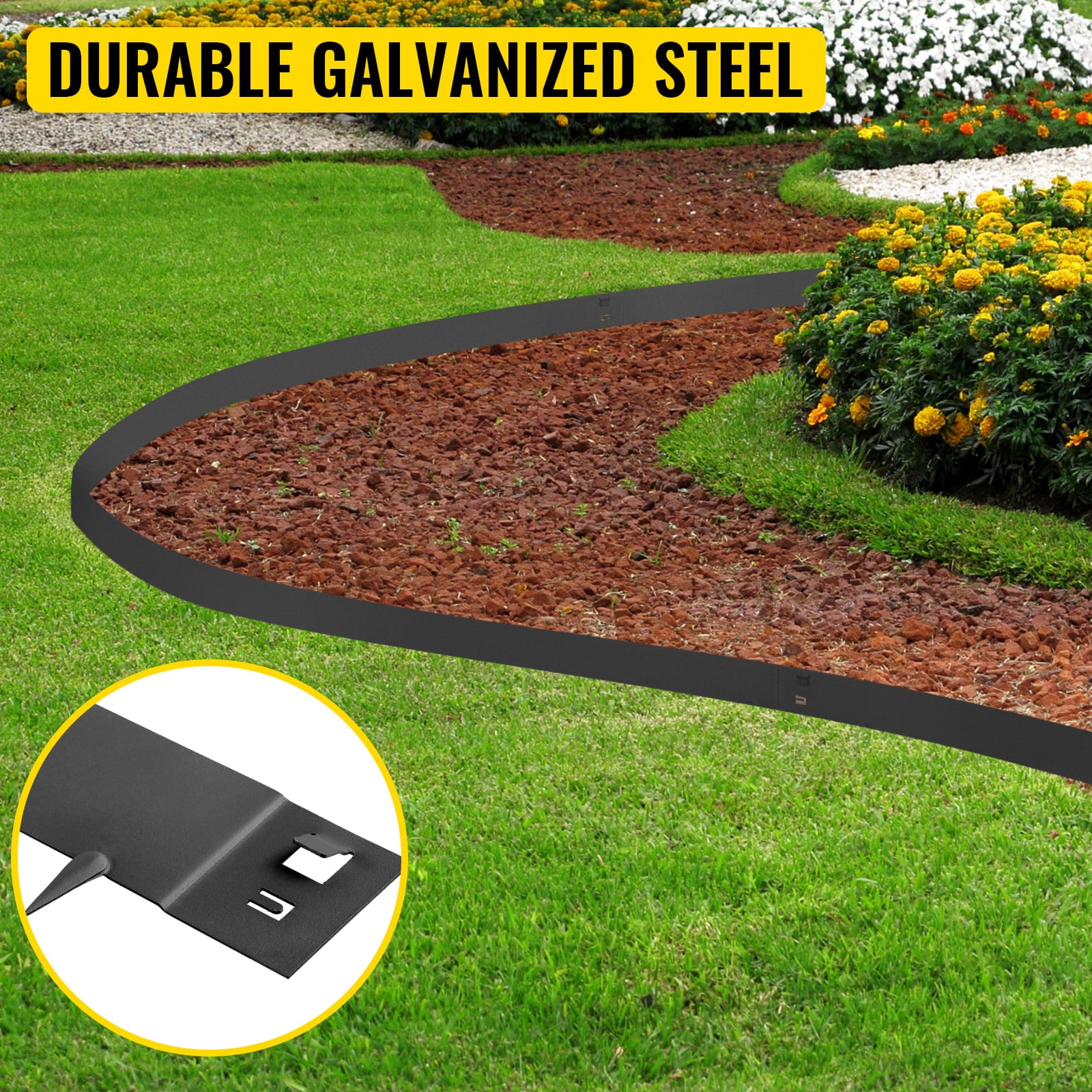 BENTISM Steel Lawn Edging Metal Landscape Edging 5PCS 4"x39" Black Garden Border