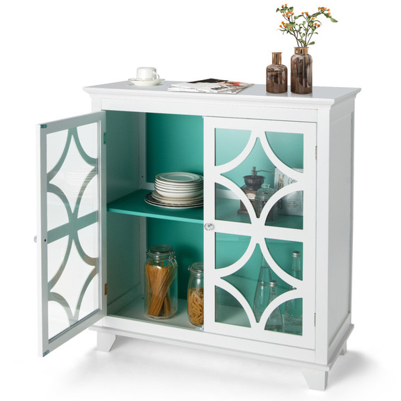 Costway 19384062 Kitchen Buffet Sideboard with Gla...