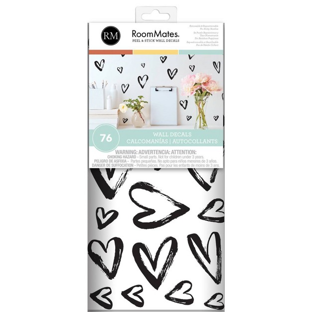 Sketchy Hearts Wall Decal Black Roommates