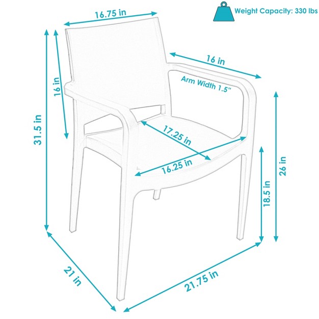 Sunnydaze Plastic All weather Commercial grade Landon Indoor outdoor Patio Dining Arm Chair