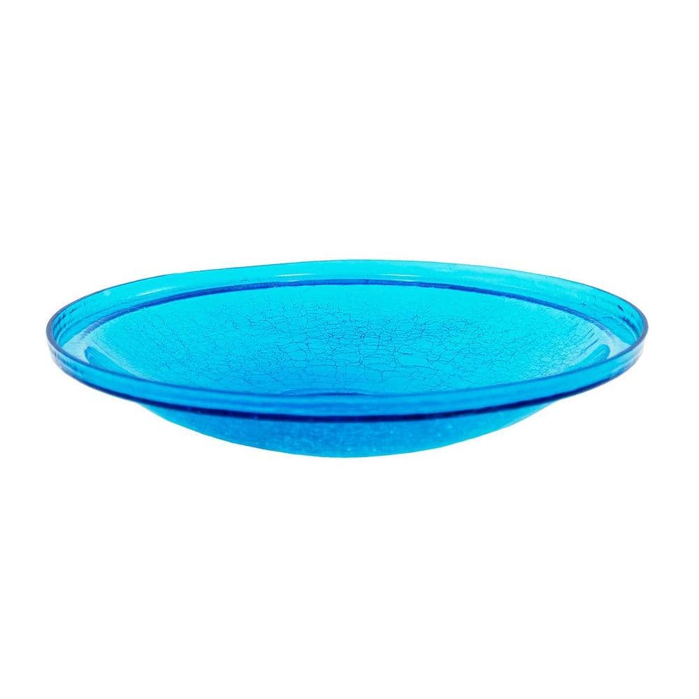 Achla Designs 14 in. Dia Teal Blue Reflective Crackle Glass Birdbath Bowl CGB-14T