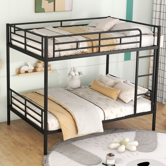 Full XL over Queen Metal Bunk Bed with Trundle  Wh...