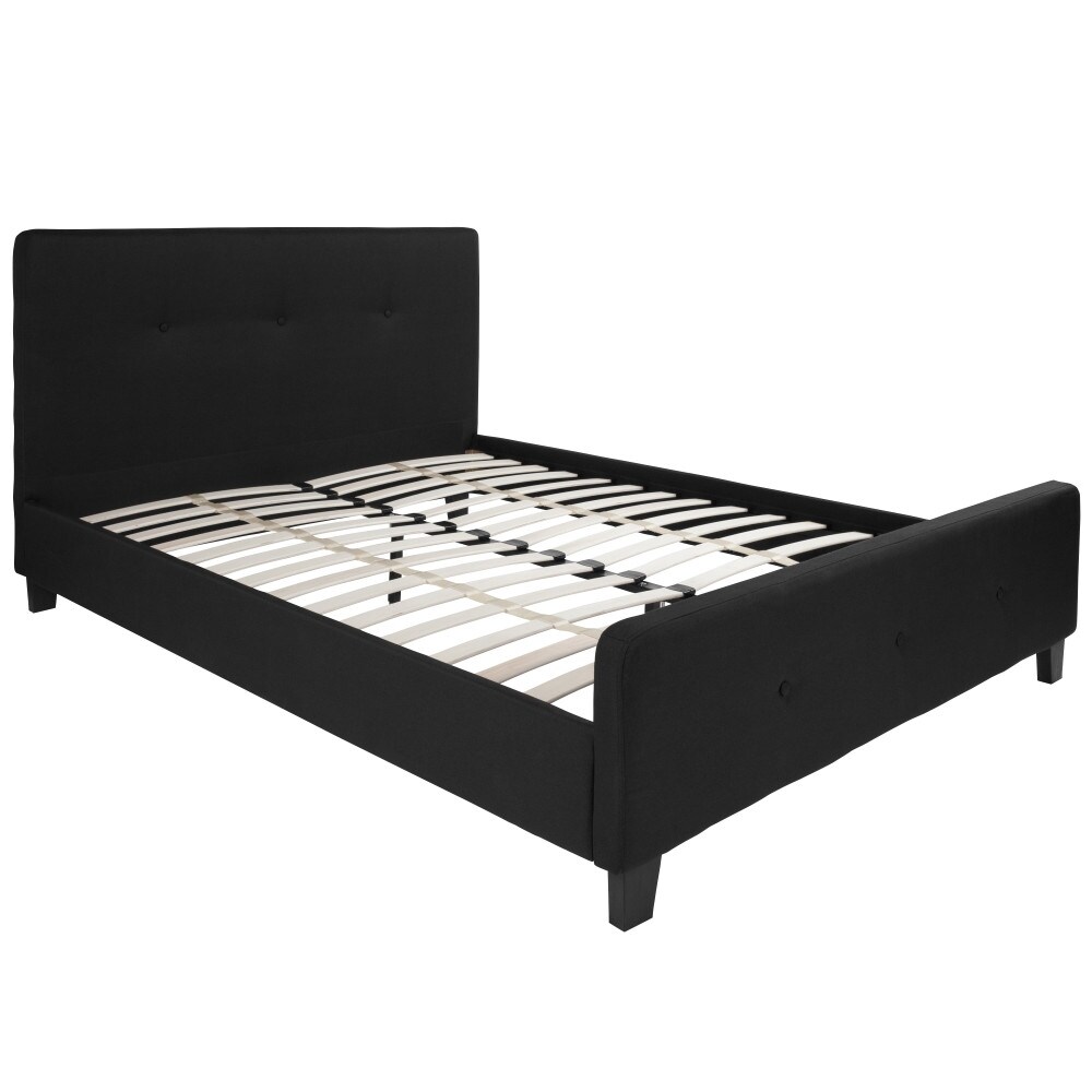 Button Tufted Upholstered Casual Style Platform Bed