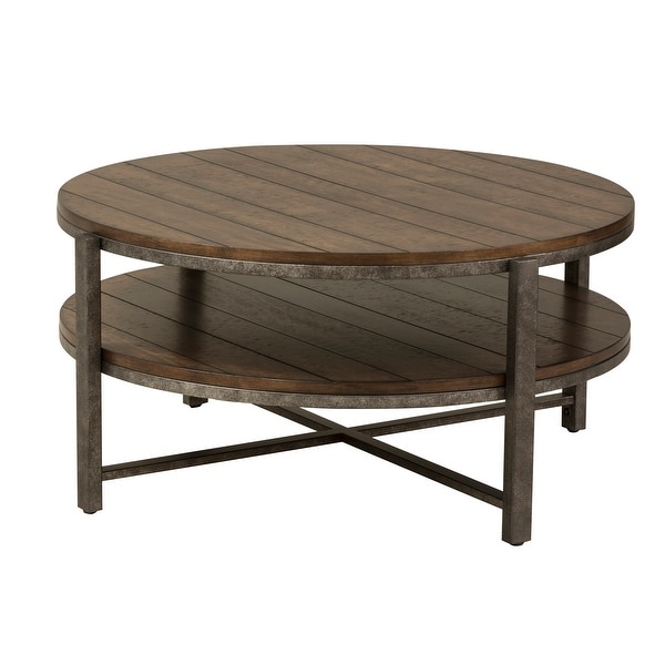 Breckinridge Mahogany Spice with Pewter Metal Round Cocktail Table