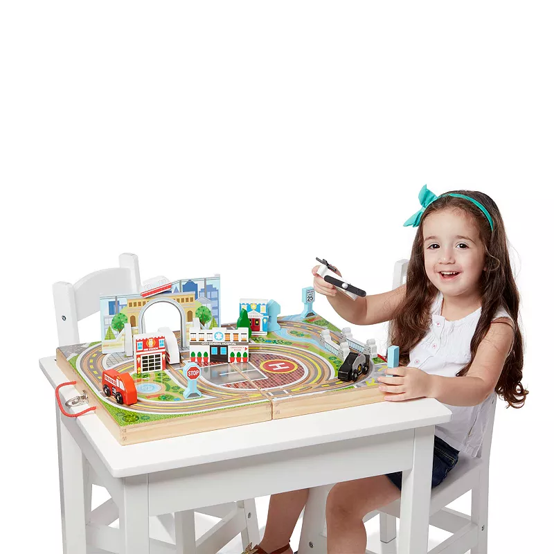 Melissa and Doug 18-Piece Wooden Take-Along Tabletop - Town