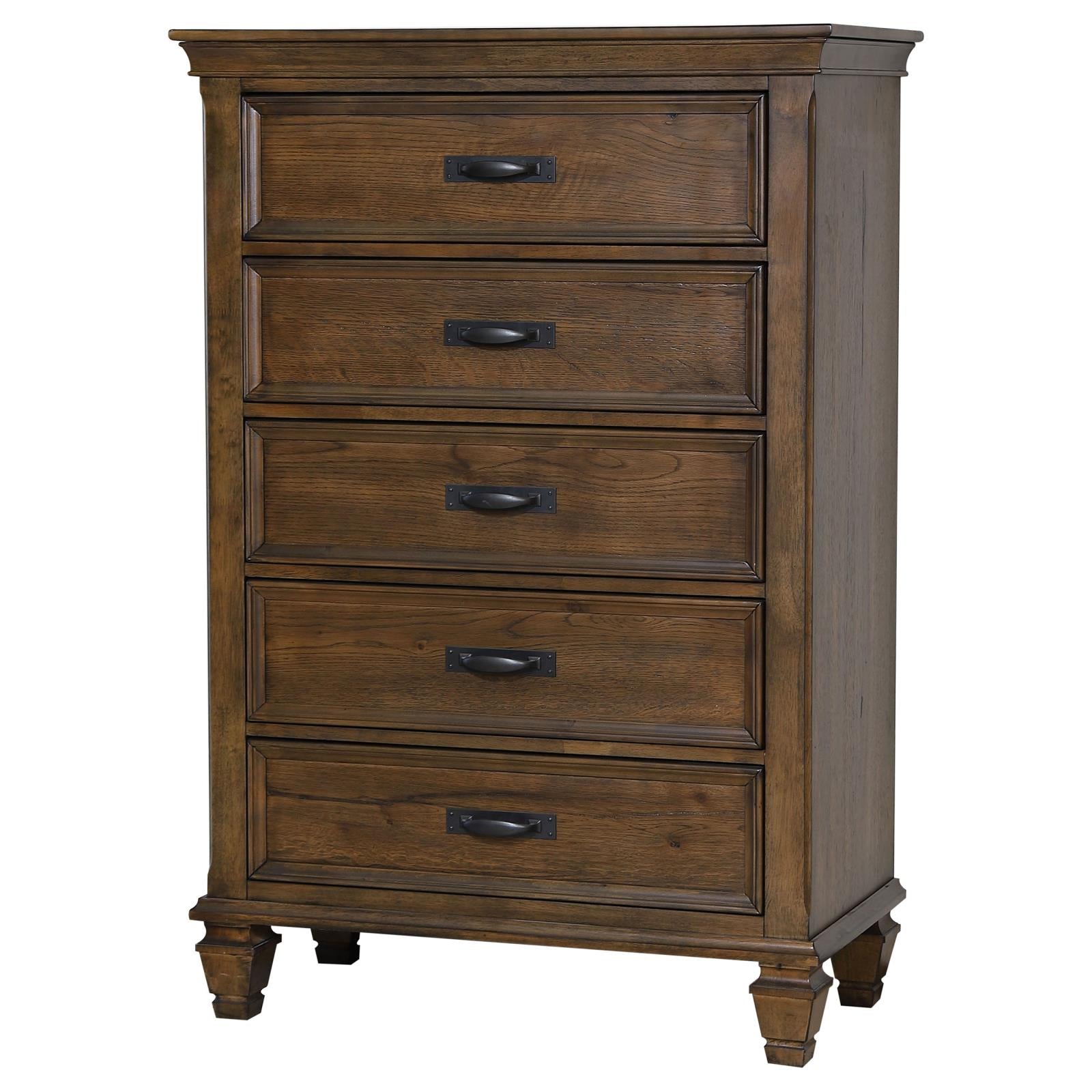 Franco 5-drawer Chest Burnished Oak