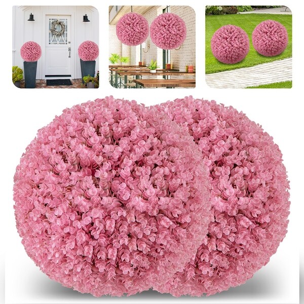 17.5 Inch 2 Pack Faux Eucalyptus Decorative Balls with 7 Layers Leaves