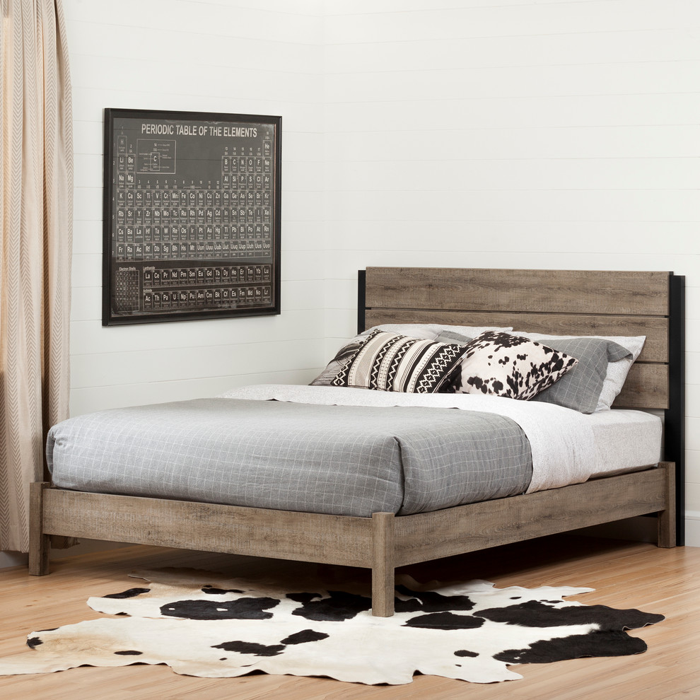 South Shore Munich Full/Queen Headboard  54/60  x27 x27  Weathered Oak And Matte Black   Industrial   Headboards   by South Shore Furniture  Houzz