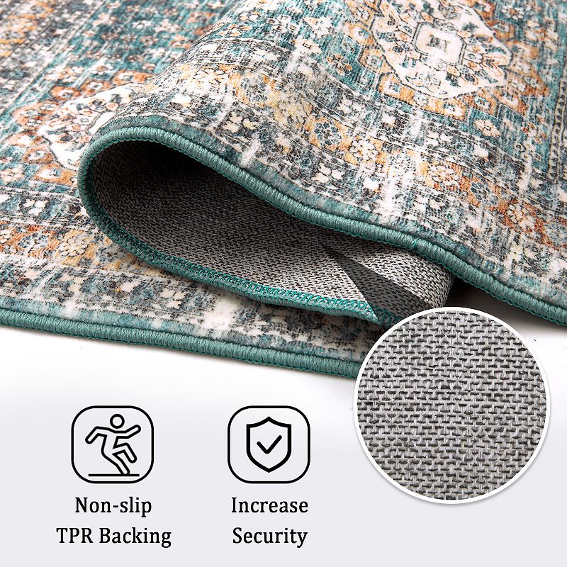 Glowsol Traditional Rectangle Area Rug Washable Throw Carpet