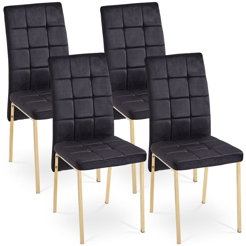 4 pc Velvet Dining Chairs  Lattice Design High Backrest Side Chairs