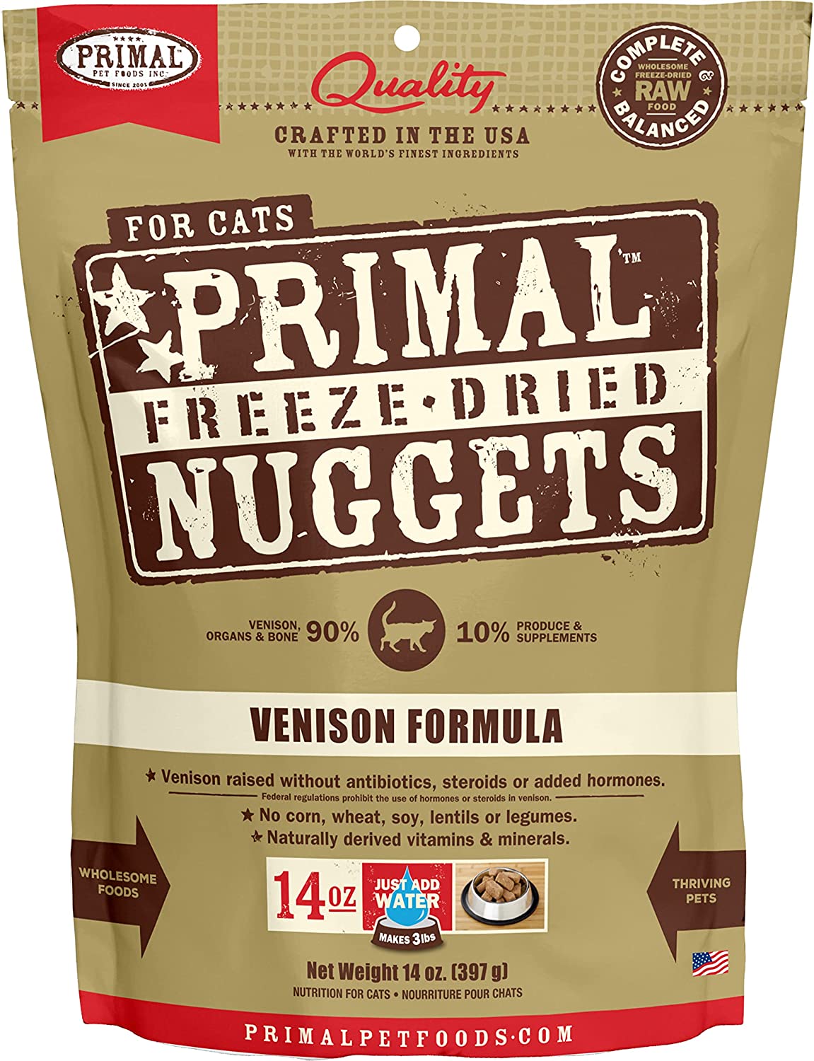 Primal Freeze Dried Raw Venison Formula Cat Nuggets 14oz;