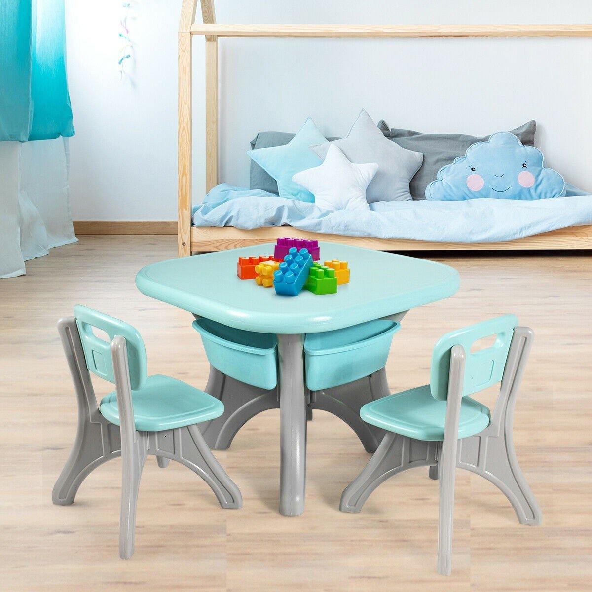 Kids Table and Chair Set, 3 Piece Activity Table