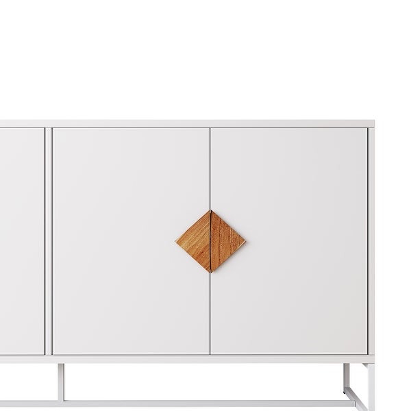 White Modern Sideboard，Kitchen Storage Cabinet with Metal Legs