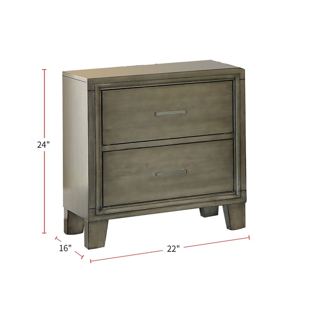 2 Drawers Wood Nightstand
