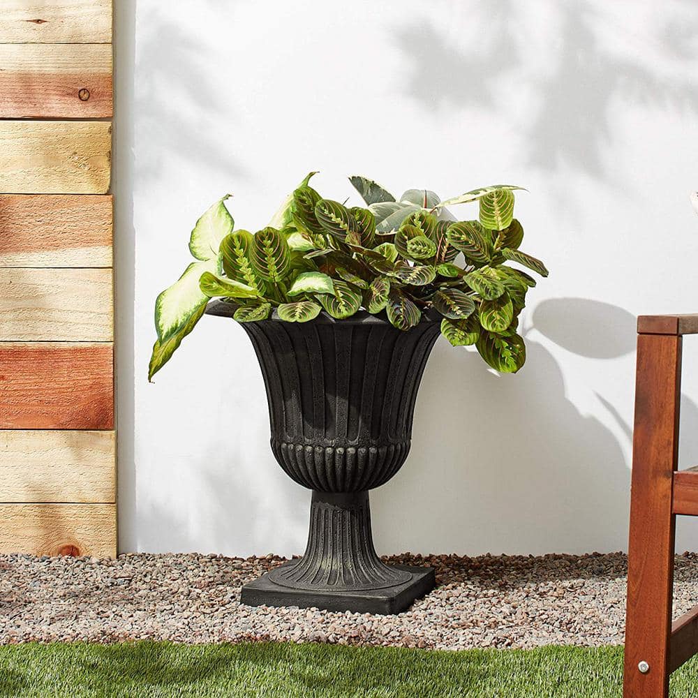 Arcadia Garden Products Worthington 20 in. x 21 in. Black PSW Urn G50BK