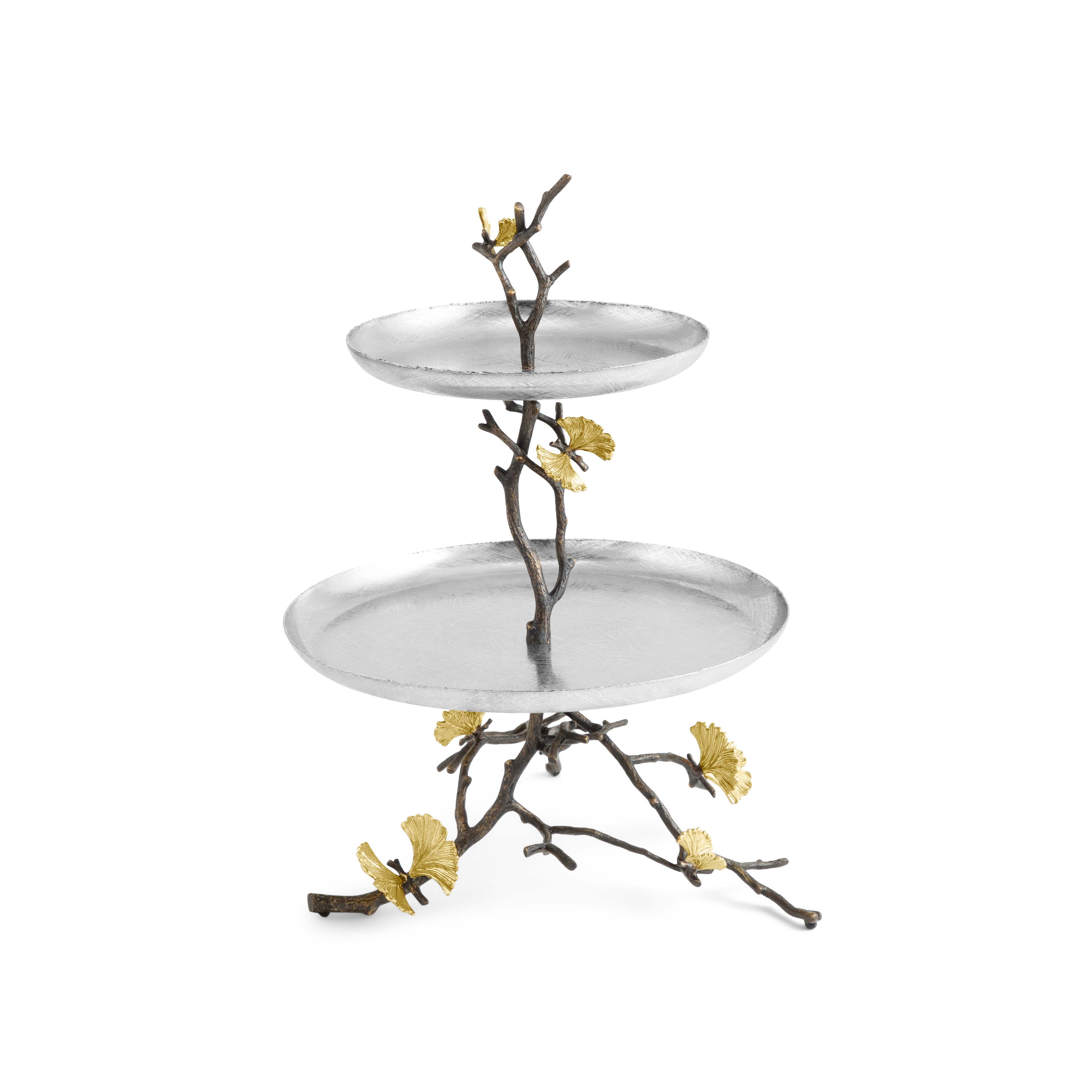 Butterfly Ginkgo 2 Tier Etagere