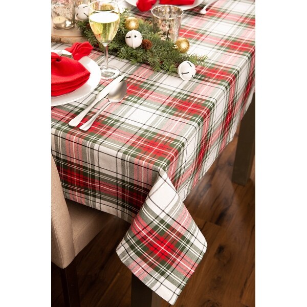 60 x 120 Red and Green Plaid Rectangular Cotton Christmas Table Cloth