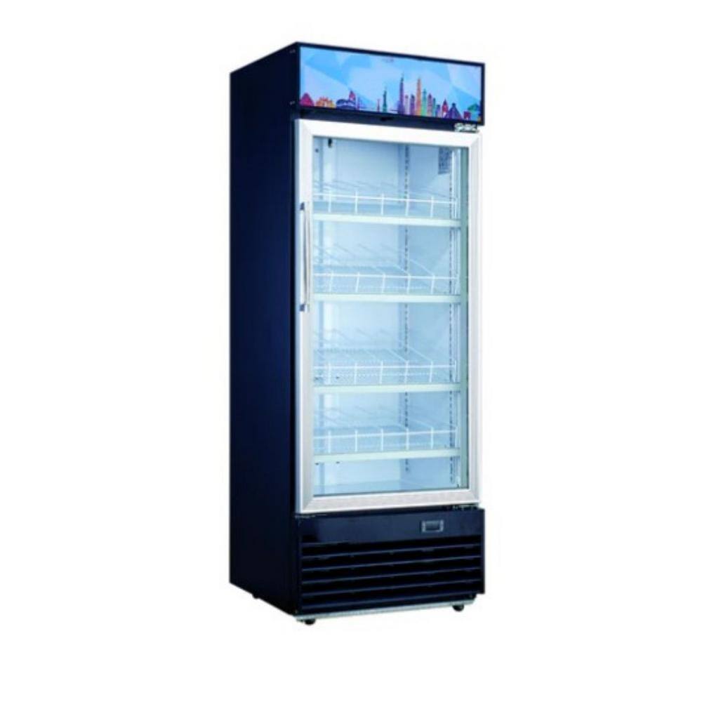 Cooler Depot 28 in. W 14.7 cu. ft. Upright Commercial One Single Glass Door Refrigerator in Black DXXDSM-15R