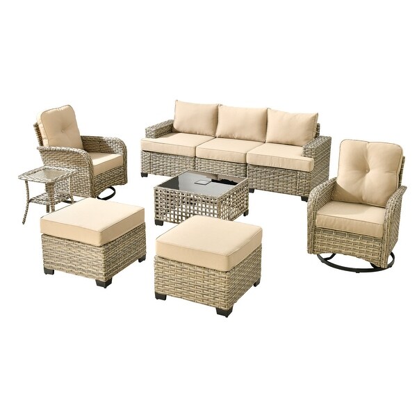 XIZZI 9piece Patio Outdoor Furniture Rattan Wicker Conversation Sofa Set