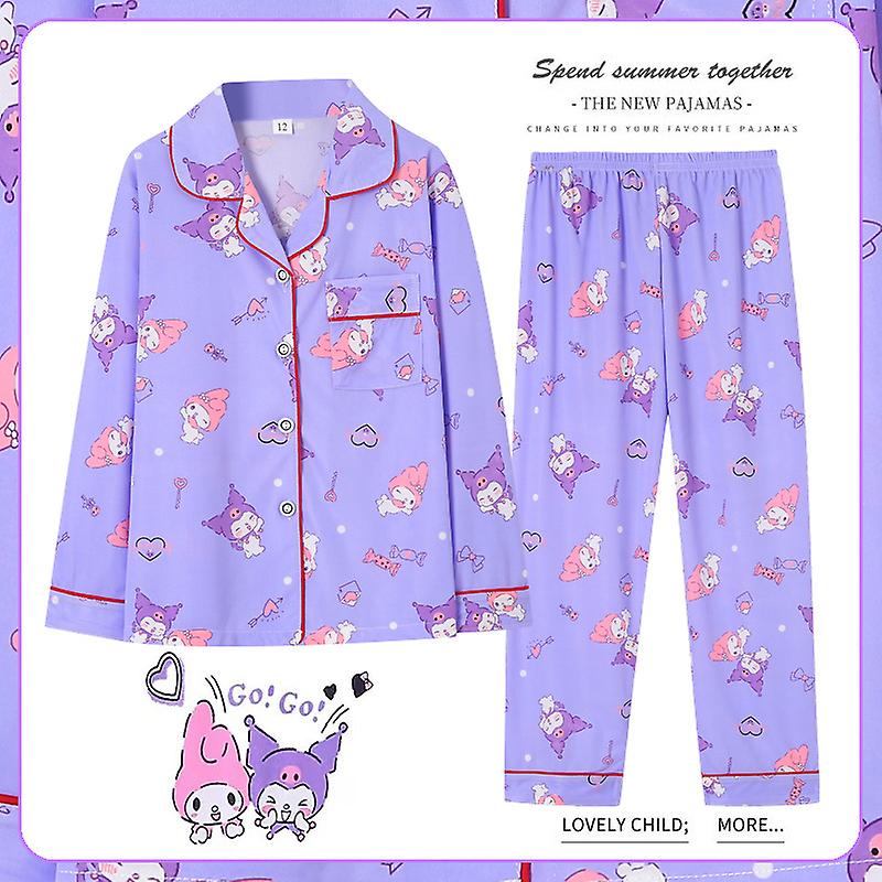 Born Pretty Sanrio Hellokitty Kids Pajamas Set Kawaii Kuromi My Melody Spring And Autumn Underwear Set Cardigan Home Clothes Holiday Gift，j