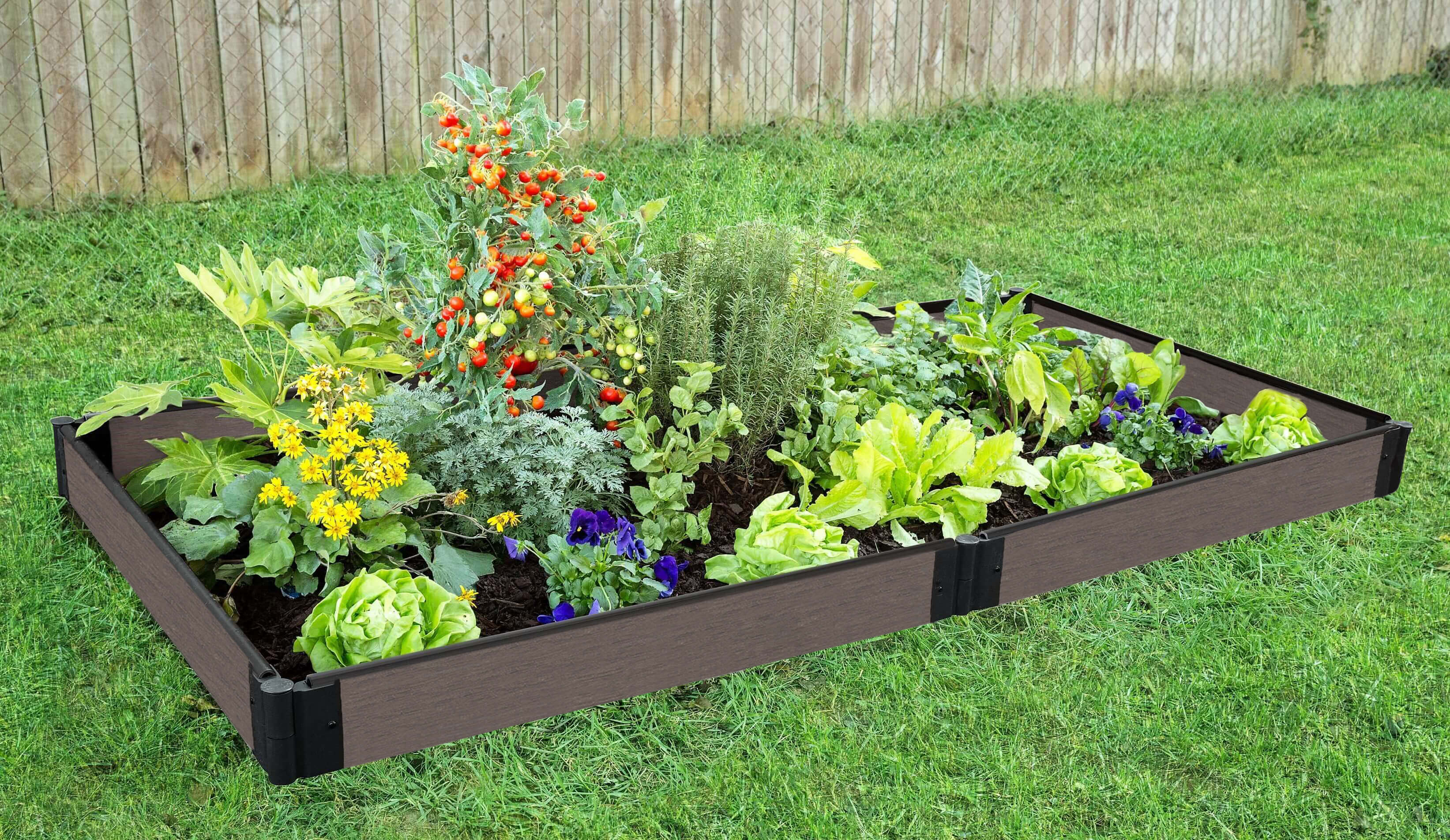 Frame It All Tool-Free Weathered Wood Raised Garden Bed 4' x 8' x 5.5