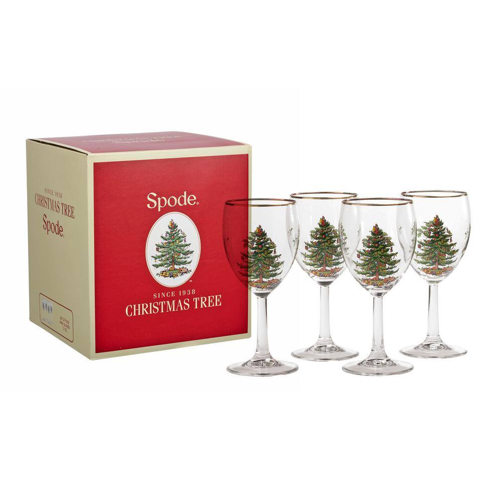 Spode 13 oz. Christmas Tree Glass Wine Set (4-Piece) 4339908