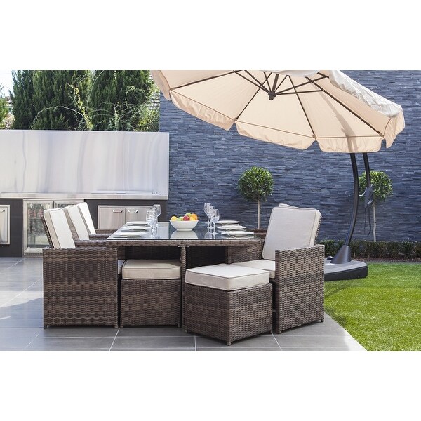 11piece Outdoor Dining Set With Cushions Wicker Furniture by Moda Furnishings