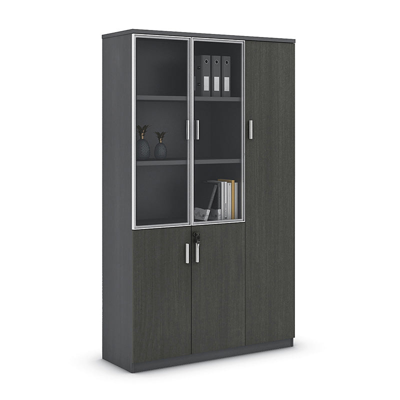 MATEES 3 Doors Display Cabinet 120CM - Grey/ Brown