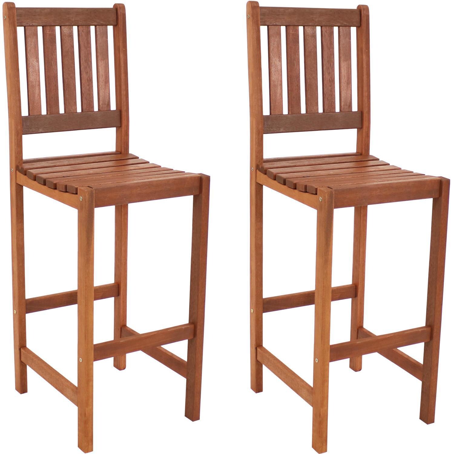 Ultimate Patio 2 Piece Meranti Wood Bar Height Chair Set W/ Teak Oil Finish