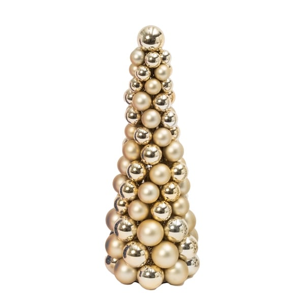 18 in Tall Gold Christmas Holiday Ornament Cone Tree