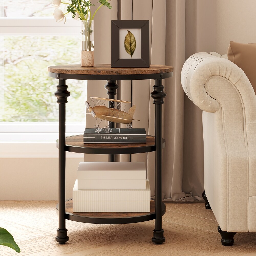 End Table 3 Tier Round Side Table