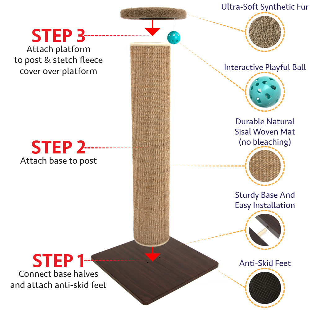 Kitty City Premium Woven Sisal Scratching Post Perch