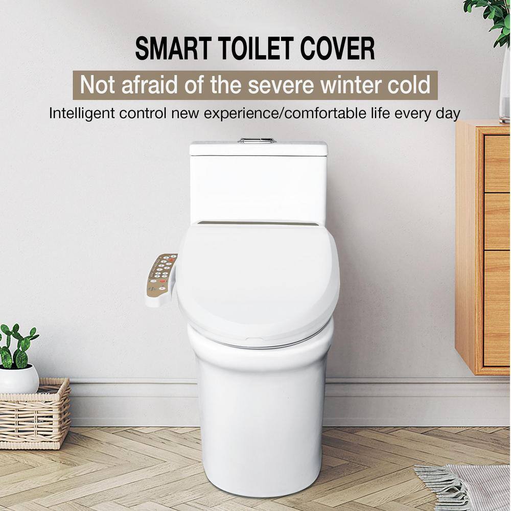 Puluomis Electric Bidet Seat for Elongated Toilet in White US-AS003-X