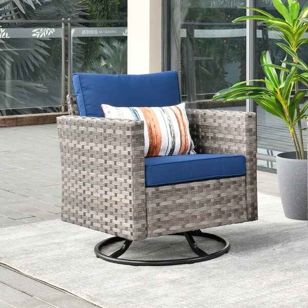 OVIOS Swivel Rocking Wicker Chair