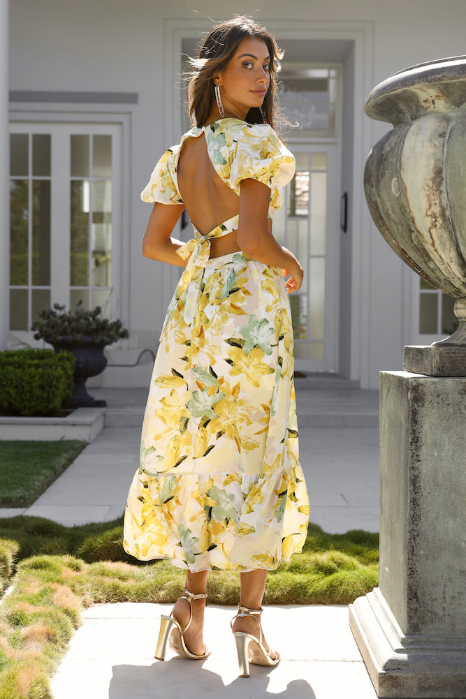 Feelin Florals Midi Dress Yellow