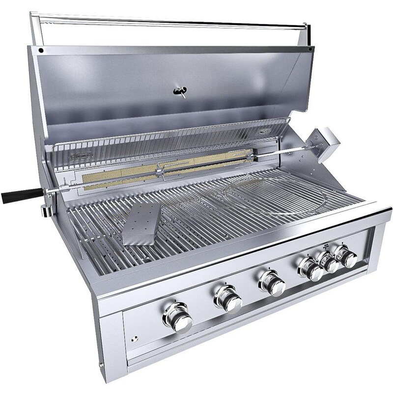 Sunstone Ruby 42-Inch 5-Burner Built-In Propane Gas Grill With Pro-Sear And Rotisserie