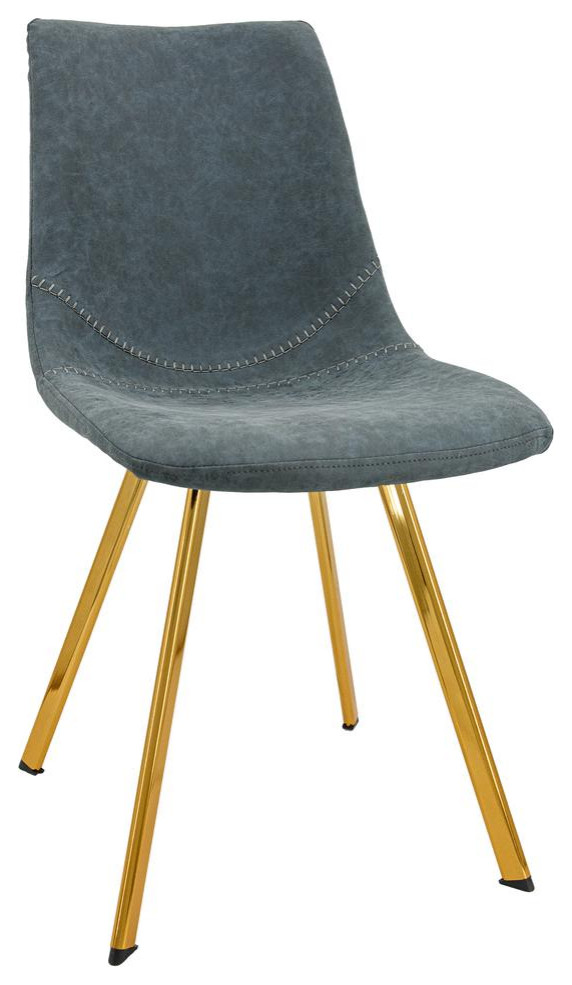 Leisuremod Markley Modern Leather Dining Chair With Gold Legs Mcg18Bu   Contemporary   Dining Chairs   by GwG Outlet  Houzz