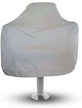 Sun-Protect Marine Canvas Boat Seat Cover， White Weather Resistant Fabric Protects Captains Chair from The Elements