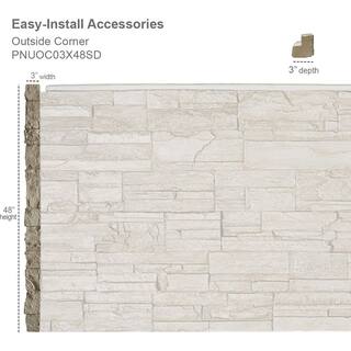 Ekena Millwork 3 in. x 48 in. Universal Outside Corner for StoneWall Faux Stone Siding Panels PNUOC03X48SR