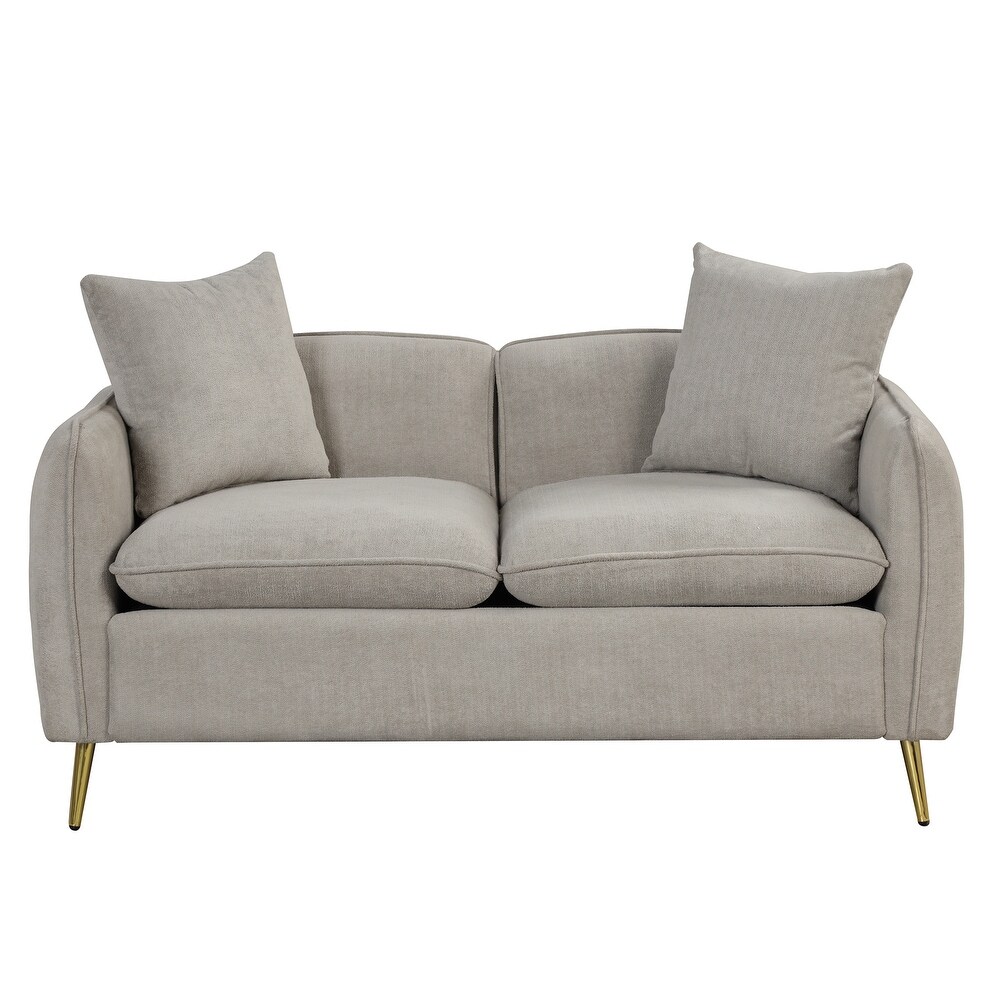 Modern Deep Seat Velvet Upholstered Sofa with Side Pocket and Pillows