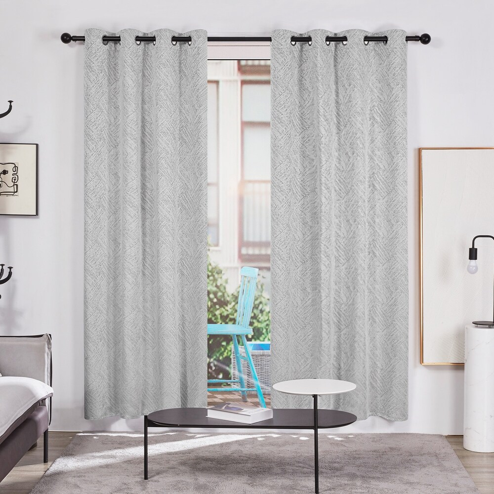 Deconovo Full Blackout Textured Linen Curtains(2 Panel)