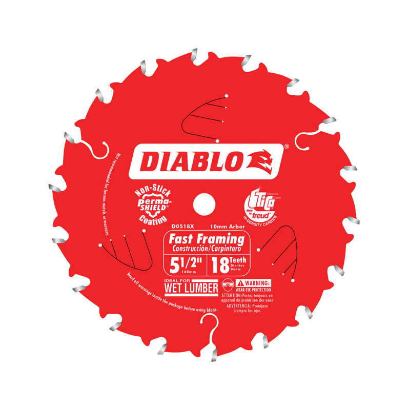 Diablo 5-1/2 in. D X 10 mm Fast Framing TiCo Hi-Density Carbide Trim Saw Blade 18 teeth 1 pc