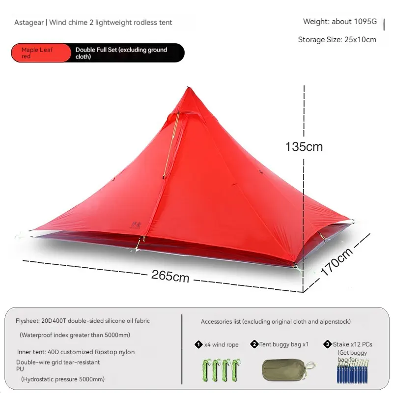 AsTa Gear Wind Whispering Pyramid Tent Dual Silicon Lightweight Outdoor Wind  Rain  and Snow Proof Camping and Hiking Twin