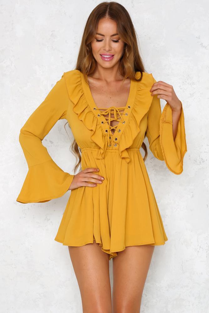 Kiss Me Quick Romper Mustard