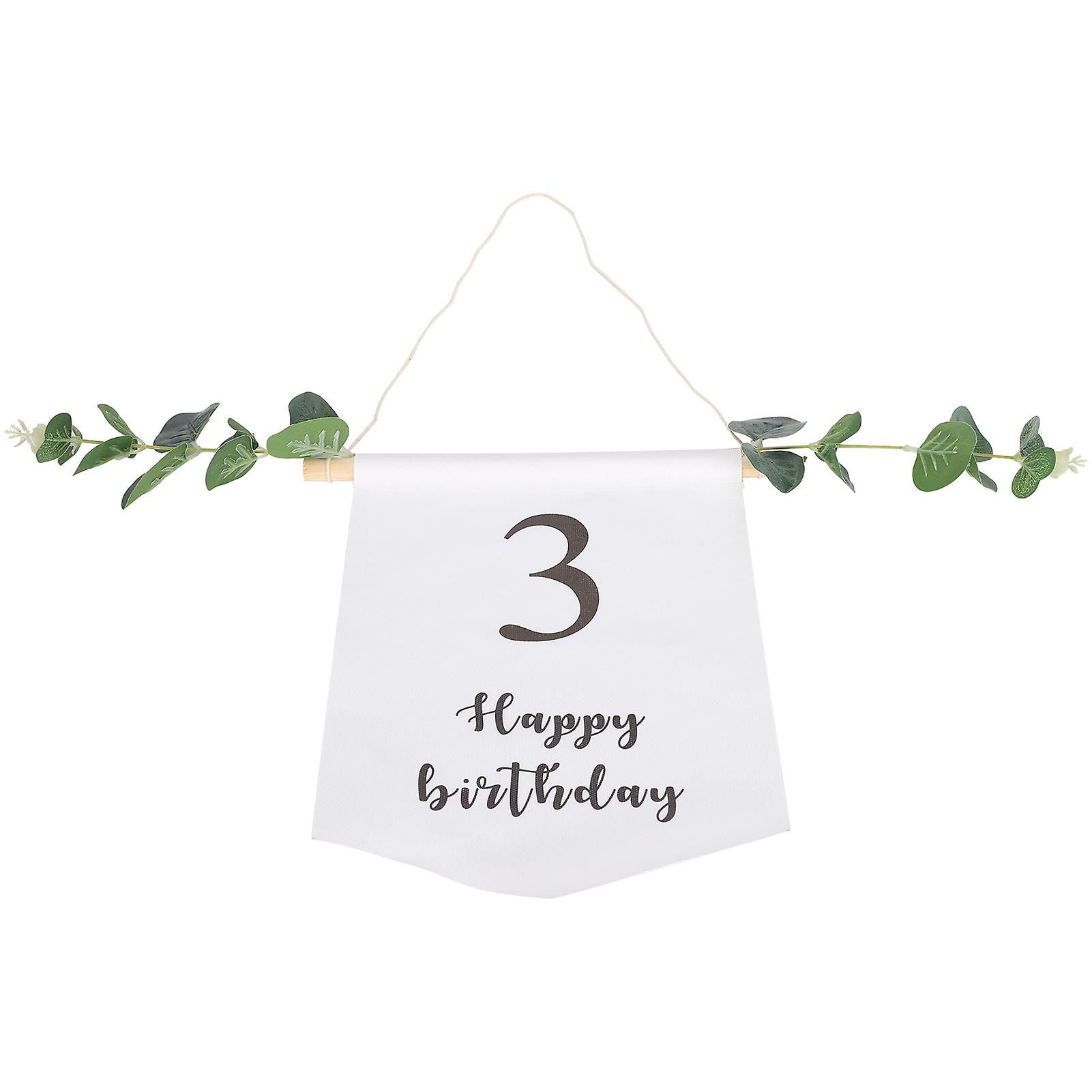 Birthday Flag Vertical Banner With Green Leaves Party Garden Yard Outdoor Home House Decoration