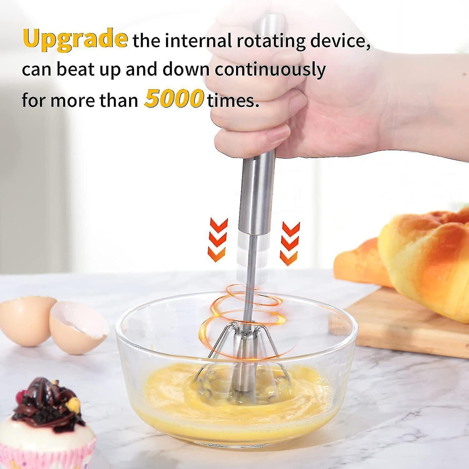 Egg Whisk， Stainless Steel Hand Push Whisk Blender For Home - Versatile Tool For Egg Beater， Milk Fr