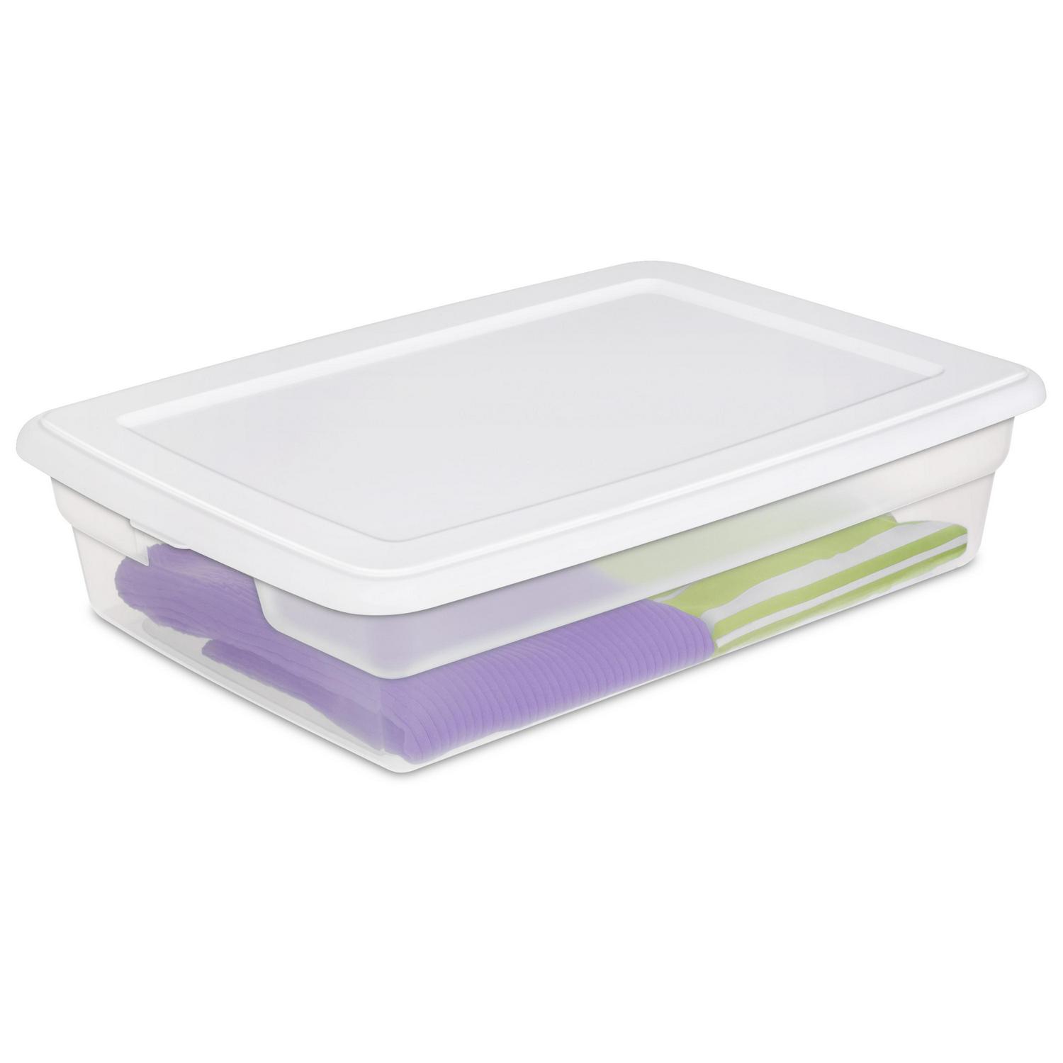 Sterilite 28 Qt. Storage Box Plastic， White， Set of 10