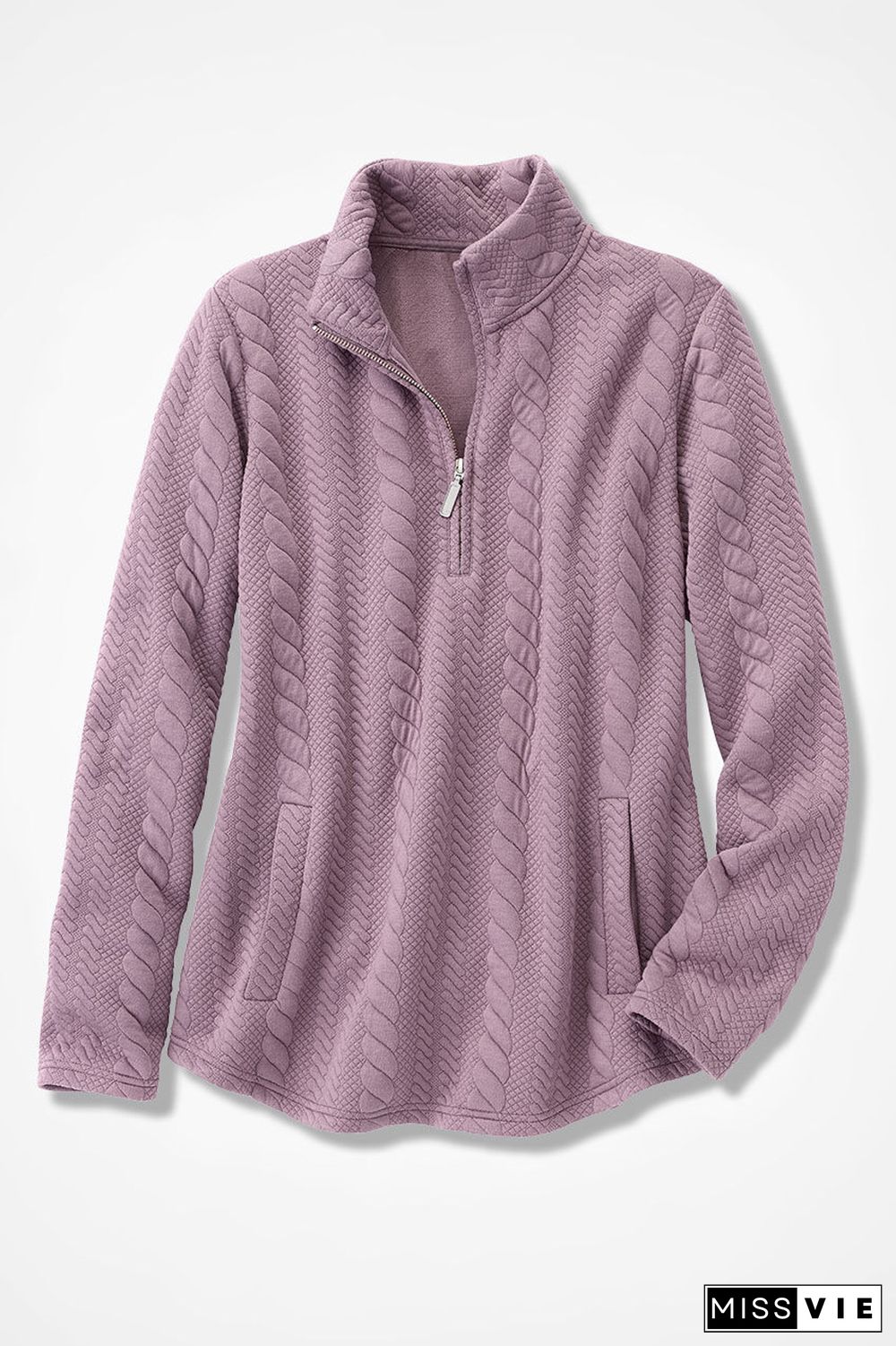 Cabled Quarter-Zip Sweatshirt