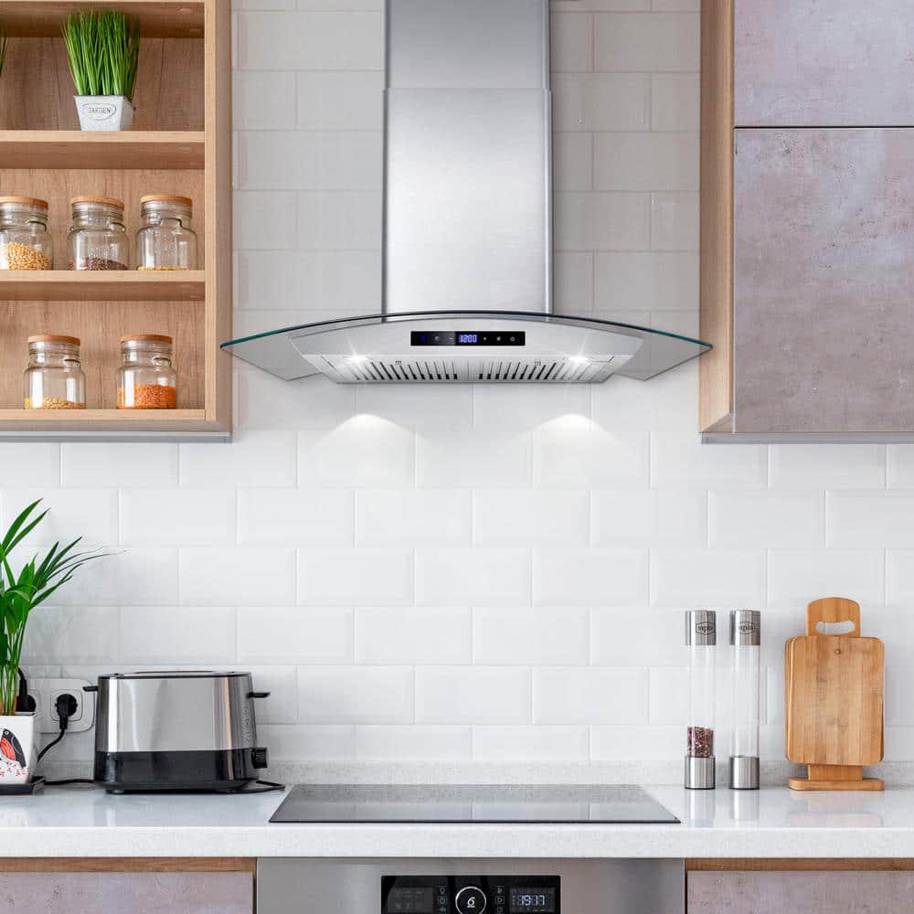 Cosmo 30 in Ducted Wall Mount Range Hood in Stainless Steel with Touch Controls LED Lighting and Permanent Filters