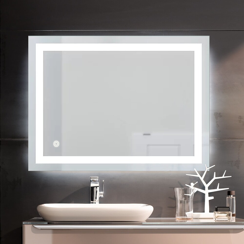 Anti Fog Led Light Bathroom Vanity Mirror with Brightness Adjustment Dimmable Touch Wall Switch Control